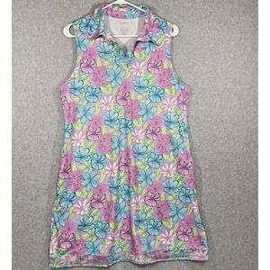 Gottex Dress Women's Size Large Golf Pickleball Sleeveless Polo Floral Pockets